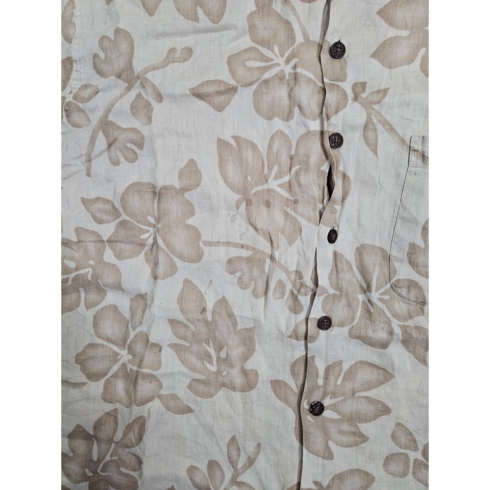 Reyn Spooner Mens Hawaiian Shirt Size XL Button Front 100%Linen FLAW - Picture 3 of 7